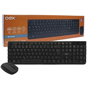 Kit Mouse e Teclado Sem Fio Work Oex 1200dpi Preto