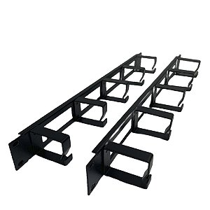 Kit 2 Guia De Cabos 1u Horizontal Metal Aberta Organiza 19''