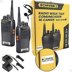 Rádio Comunicador Walk Talk Bomvink BOM-5700 com 16 Canais
