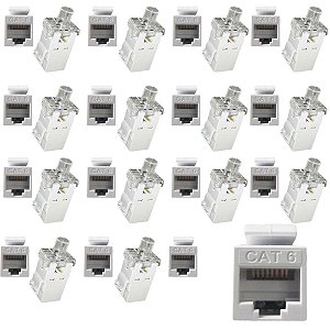 Kit 50 Keystone Seclan Rj45 Femea IDC Cat6 Fluke Rohs Branco