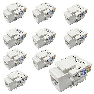Kit 10 Conector Rede Keystone Fêmea Rj 45 Cat.5e Branco