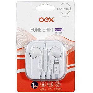 Fone Lightning Bland Com Microfone Controle Volume 1,2m Oex