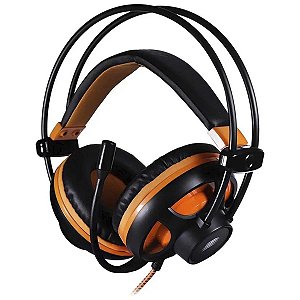 Headset Gamer OEX Argos 7.1 Led USB Preto e Laranja HS417