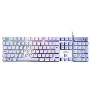 Teclado OEX Gamer Prismatic ABNT2 LED Rainbow Branco TC205