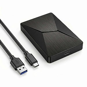 Case Para Hd e Ssd De 2.5" Sata 3 Usb C 3.0 Até 6Tb Preto
