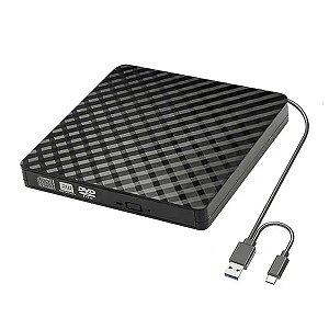 Leitor E Gravador De Cd e Dvd Externo Usb 3.0 Usb C Dvd-Rw