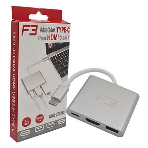 Adaptador Usb-C 3.1 Para Hdmi 4k Usb 3.0 Compatível Com Mac