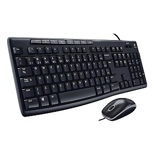 Kit Mouse E Teclado Logitech Mk200 Multimidia C/ Fio Preto