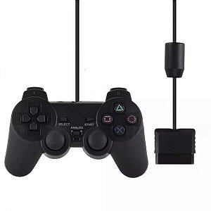 Controle Para Ps2 Ps1 Com Fio Dualshock Analogico Preto