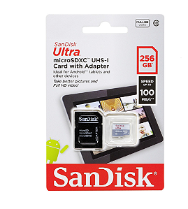 Cartao de Memoria Sandisk Ultra 256gb Micro Sd Com Adaptador