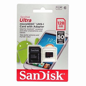Cartão de Memória Micro SD Sandisk 128GB Classe 10