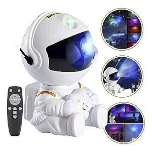 Mini Projetor De Luz Galaxia Nebulosa Astronauta Sentadinho