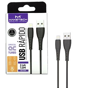 Cabo Lighting Usb Ios Em Borracha Ca-127i 1m Preto Maketech