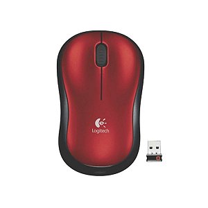 Mouse Logitech Mini Wireless M185 Preto/vermelho
