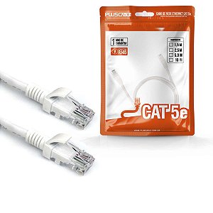 Cabo De Rede Patch Cord Cat.5E 5m Branco Gigabit Plus Cable