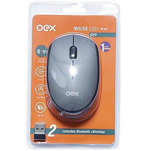 Mouse Bluetooth e Wireless 1000 DPI OEX COZY MS602 Prata