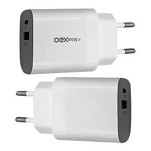 Carregador de Tomada duplo Usb-C + Usb Cg206 Branco Oex