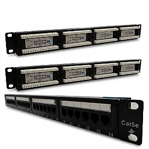 Patch Panel 19" 1u 24 Portas Cat5e Seclan Gigalan Gigabit