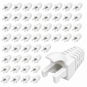 Kit 50 Capas Para Plug Conector Rj45 Trava Interna Branca