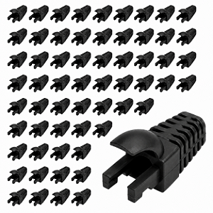 Kit 50 Capas Para Plug Conector Rj45 Trava Interna Preta