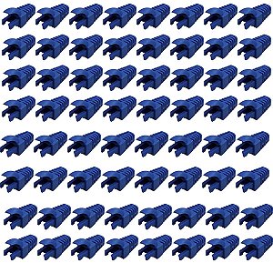 Kit 100 Capas Para Plug Conector Rj45 Trava Interna Azul