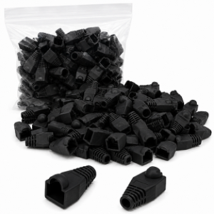 Kit 50 Capa RJ45 Plástica Preta Proteção Conectores De Rede