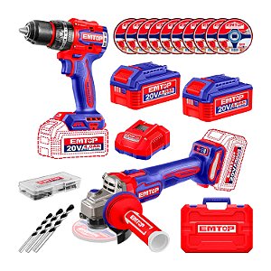 Kit Furadeira Parafusadeira Impacto Esmerilhadeira Emtop