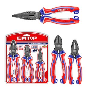 Kit De Alicates De Alta Alavanca Cromo Vanadio 6/7/8" Emtop