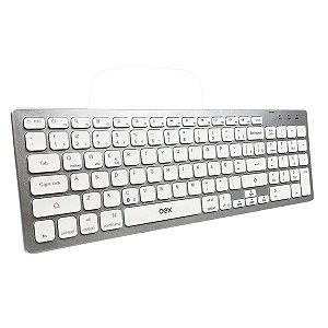 Teclado Bluetooth 5.0 Slim Oex Tc504 Abnt2 Prata E Branco