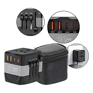 Carregador Universal Celular Tomada 30w Asia Europa Eua Arg