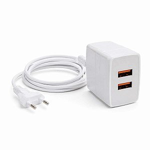 Carregador USB Duplo Bright 18W Bivolt Cabo 3m CCP002