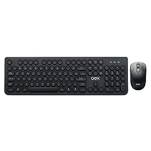 Combo Teclado E Mouse Sem Fio 1600 Dpi Teclas Redondas Preto