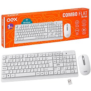 Kit Combo Teclado e Mouse Sem Fio Oex TM-406 Flat Branco