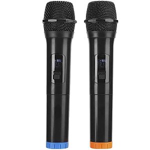 Kit 2 Microfones Profissionais Sem Fio Preto XC-MIC-W-19