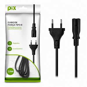 Cabo de Força Bipolar Pix Notebook PS3 PS4 PS5 Rádio 1,5m