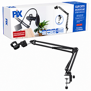 Suporte Para Microfone Braço Articulado Suspensao 360 Preto