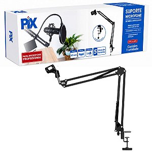 Suporte Mesa Articulado Para Microfone Braço Suspensao 45mm