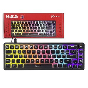 Teclado Mecanico Gamer Kalkan Drakar 65% Knob Preto Rainbow