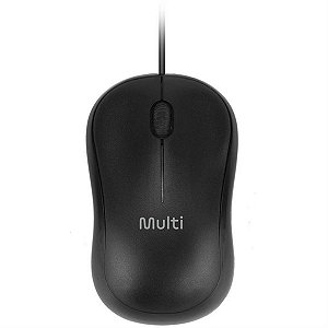 Mouse Optico Com Fio USB 1200 dpi 3 Botões Preto - Multi