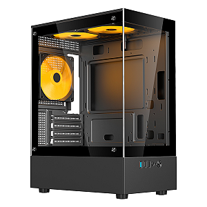 Gabinete Gamer Nuker V2 Pro Preto Bluecase 3 Coolers Ambar