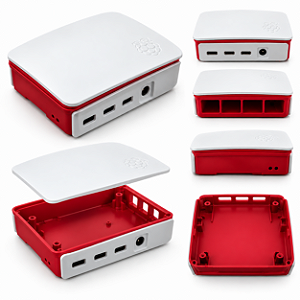 Case Oficial Para Raspberry Pi 4B Branco Vermelho Plastico
