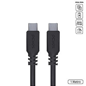 Cabo Tipo Usb-C Para Usb-C 2.0 1 Metro Preto Pcyes