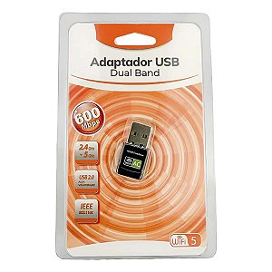 Adaptador Wifi Dual Band Usb 2.0 2.4ghz + 5ghz 600mbps