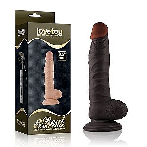 Prótese Macia com Ventosa e Escroto Real Extreme Preto 18 x 3,8cm - 5674