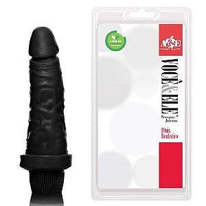 Prótese Maciça com Vibro Interno Preta 14,5 X 4cm - ADAO15P