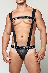 Body Harness com Jockstraps em Suplex com Elástico Kama Sutra Gay Preta - JS554