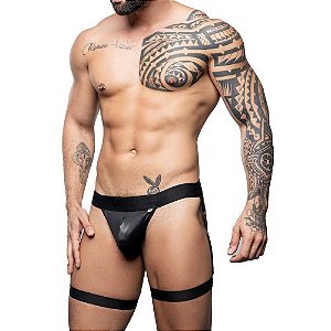 Jockstraps Com Liga Preta na Perna 3 Argolas - JS551