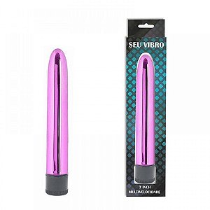 Vibrador Personal Metalico Roxo 17 cm Multivelocidade - 5420