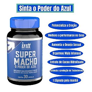 Super Macho o poder do Azul Ginseng, Catuaba, Arginina 30cps Original - 87950