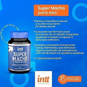 Super Macho o poder do Azul Ginseng, Catuaba, Arginina 30cps Original - 87950